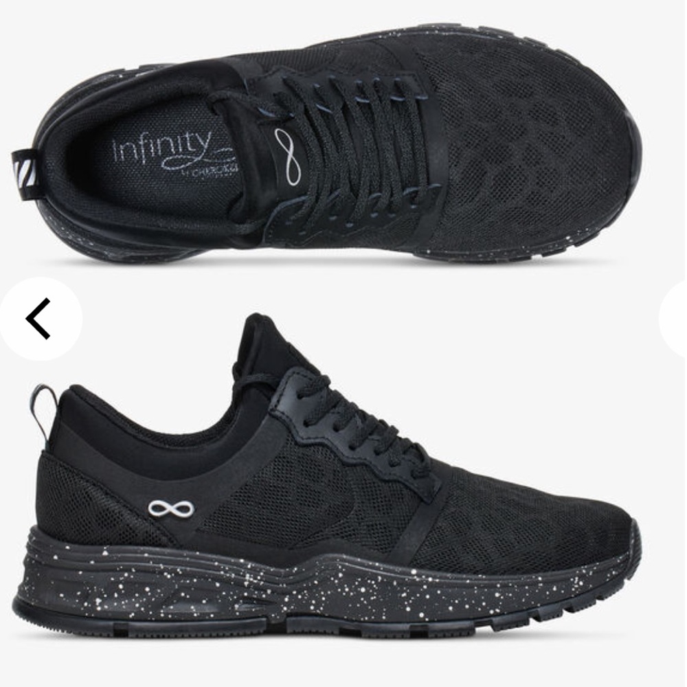 Infinity Women's Fly Black Speckled Athletic Lace Up Shoes